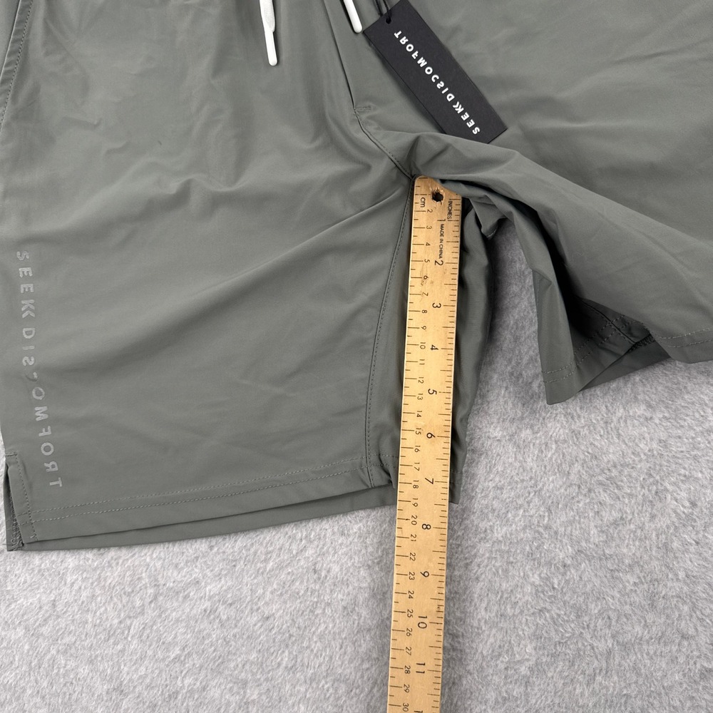 Seek Discomfort Shorts Mens Large Olive Green Drawstring Lined Active NWT - Picture 5 of 10